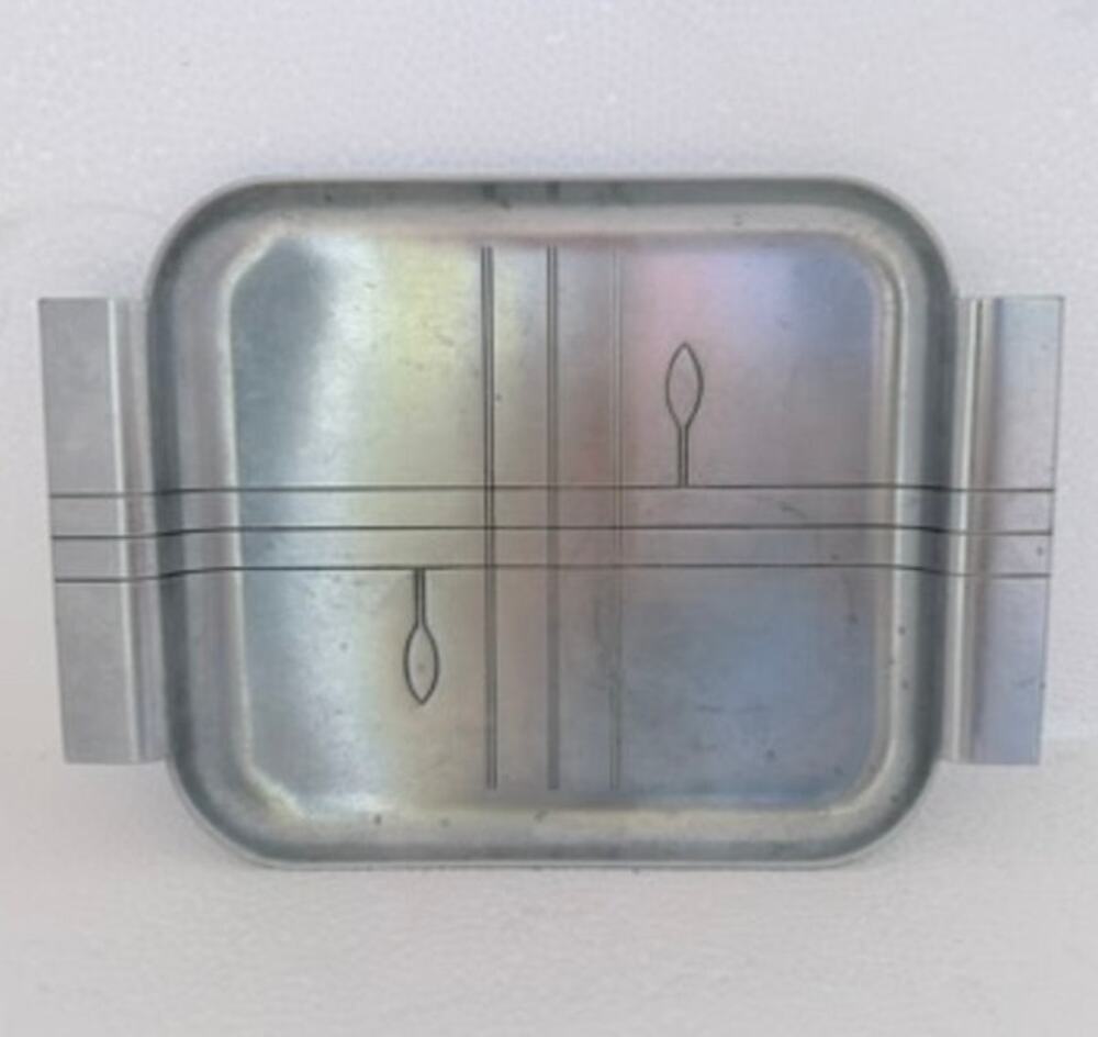 Norman Bel Geddes Revere Rome NY Art Deco Canapé Tray Hors d'Oeuvre 5 x 7 Chrome